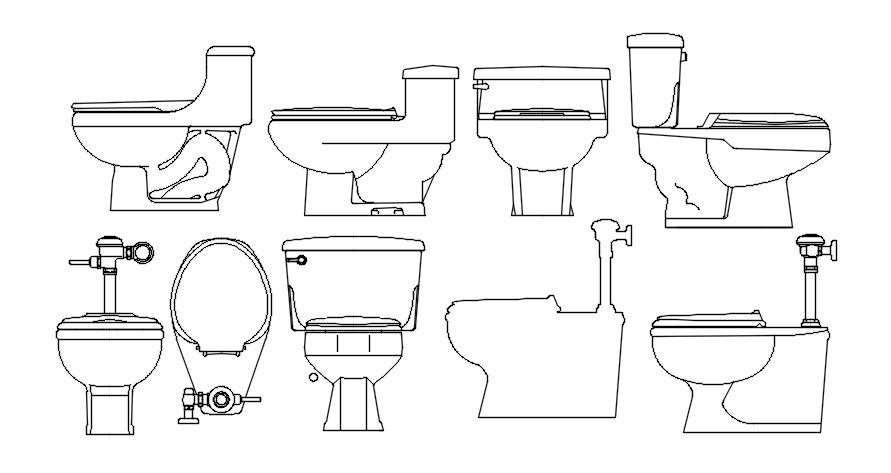 2d elevation of WC cad blocks in AutoCAD, dwg file.