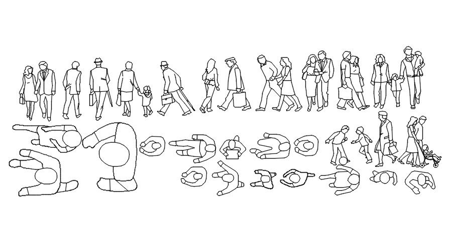 2d elevation of human cad blocks in AutoCAD, dwg file.