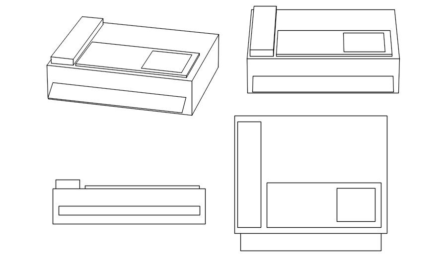 2d fax phone cad blocks in AutoCAD, dwg file.