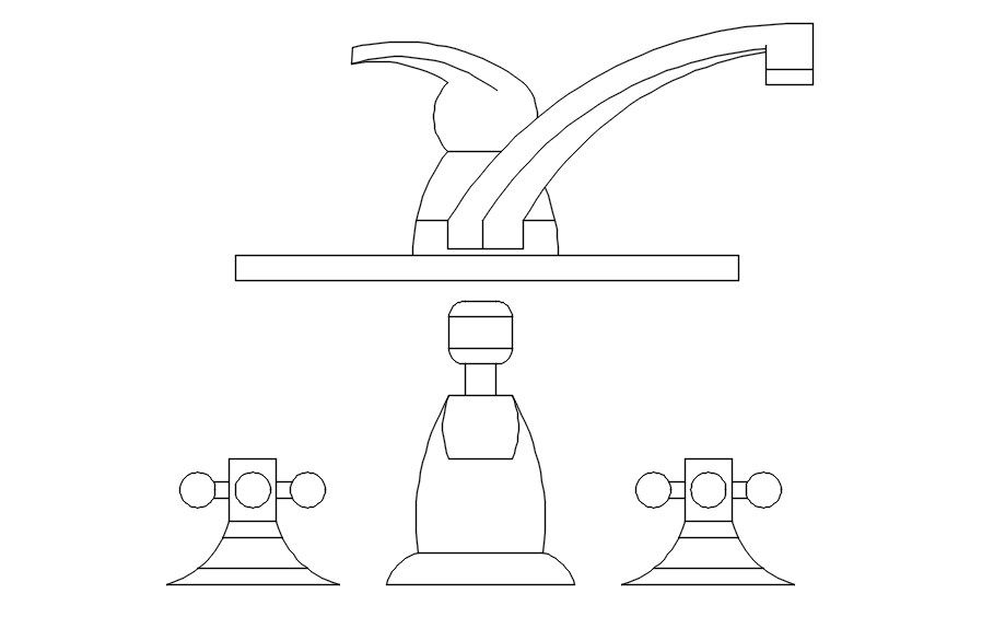 2 different designs of faucet in AutoCAD 2D drawing, CAD file, dwg file