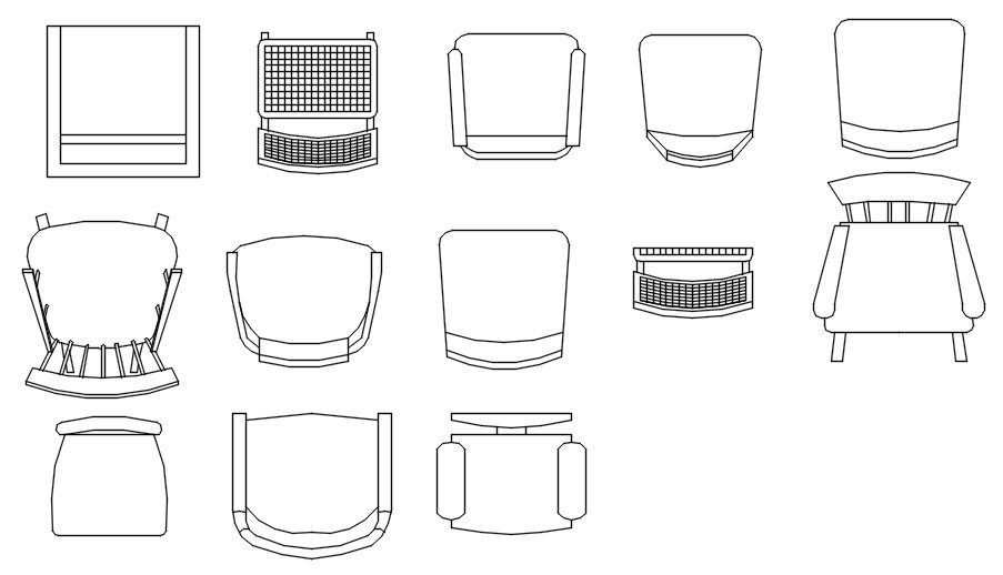 2D Designer Chair Layout Plan in DWG for CAD Drafting