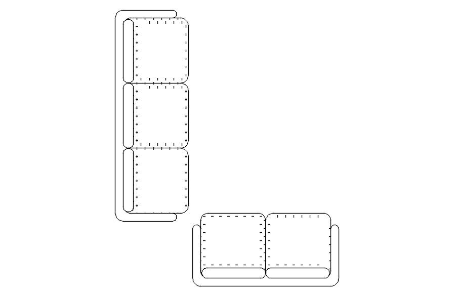 2D Leather Sofa CAD Blocks AutoCAD Furniture Details