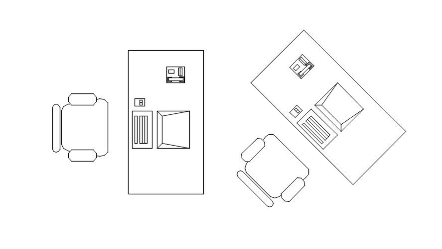 2D Office Cabin Table and Chair Layout in DWG CAD File