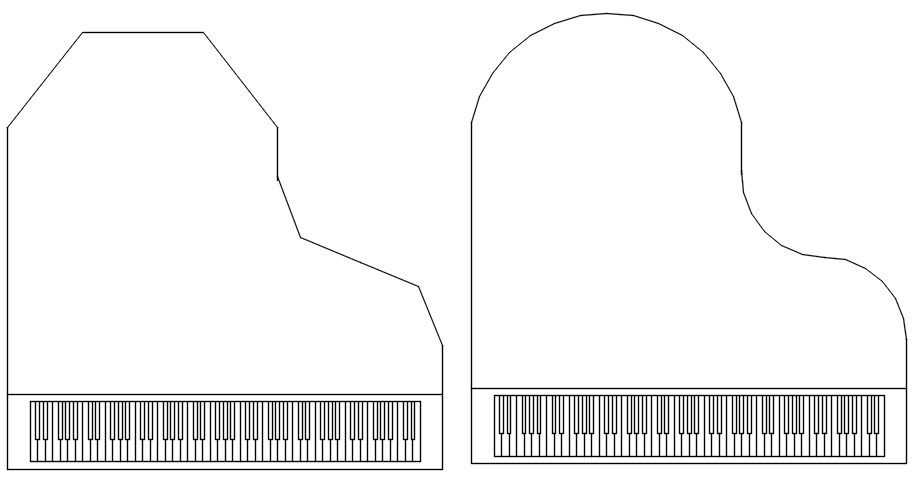 2d plan of piano table cad block in AutoCAD, dwg file.