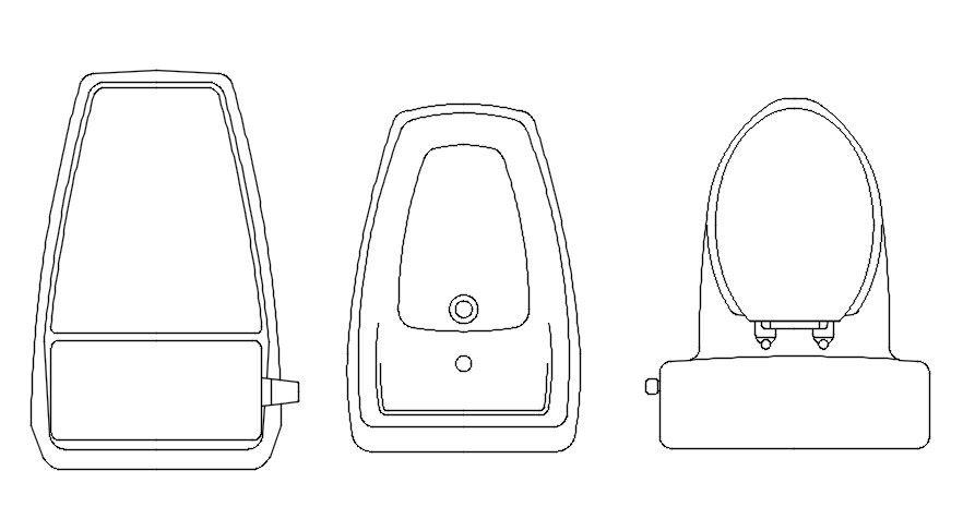 2d plan view of WC cad blocks in AutoCAD, dwg file.