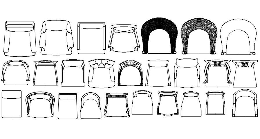 2D Plan View of Chair CAD Blocks in AutoCAD DWG Format