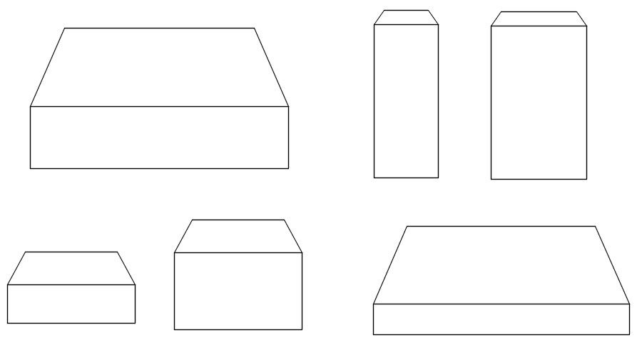 2d rectangle blocks cad blocks in AutoCAD, dwg file.