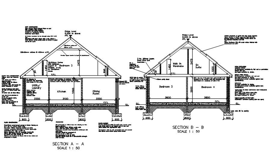 2d side section detail drawing in AutoCAD, dwg file.
