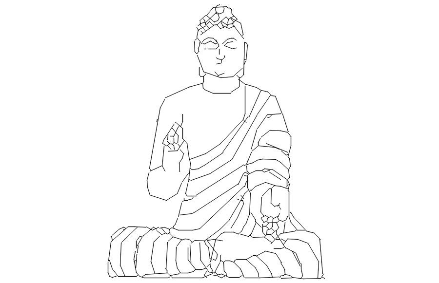 2d statue of buddha cad block in AutoCAD, dwg file.