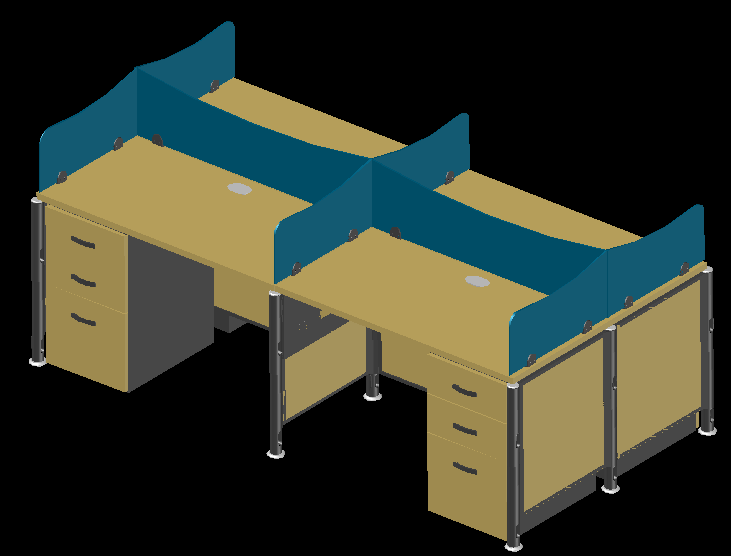 3D Study Table AutoCAD DWG File with Furniture Design Layout