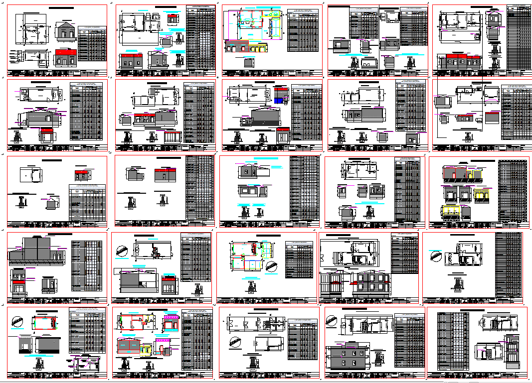 Building elevation and section detail set in complete 45x90 feet