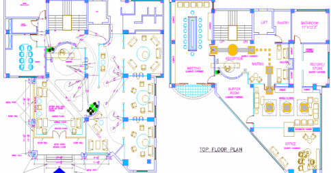 Modern Office Interior Layout 2d CAD Drawing with Detailed Plans