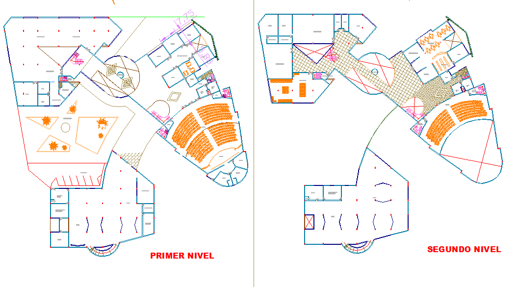 City Hall AutoCAD DWG Design with First and Second Floor Plans