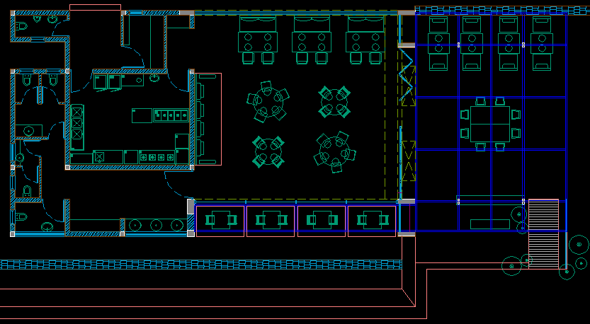 Restaurant Design CAD Drawing for Interior and Architectural Layout