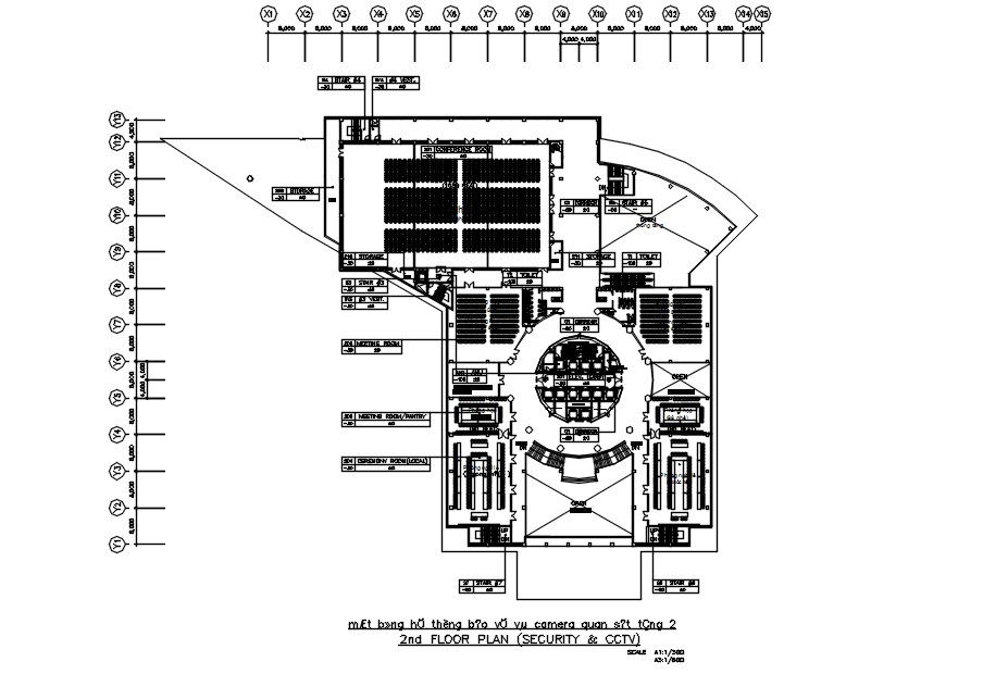 2nd floor plan of security & CCTV in detail AutoCAD drawing, dwg file, CAD file
