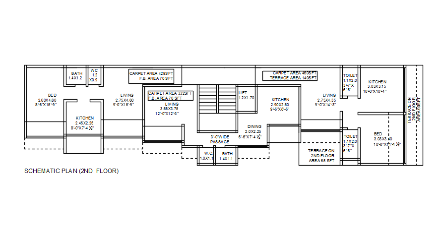 2nd floor schematic plan in detail AutoCAD drawing, dwg file, CAD file