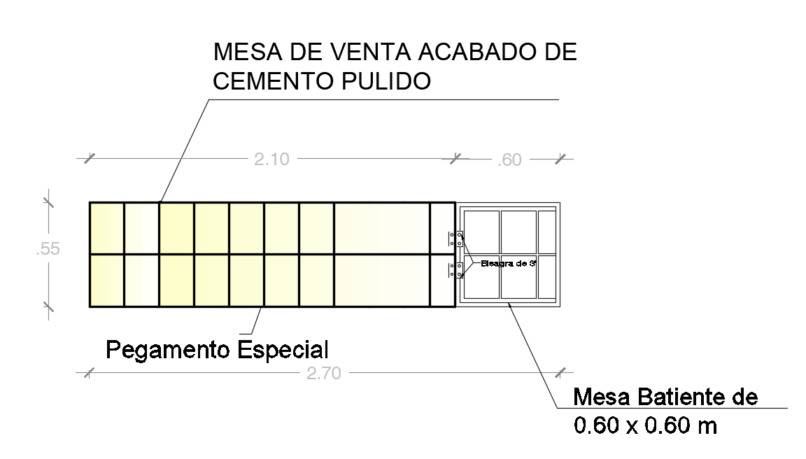 2x0.55m table plan is given in this AutoCAD drawing model.Download now.