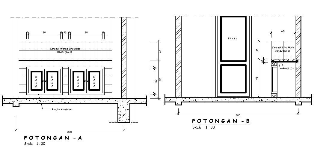 2x0.9m door plan is given in this Autocad drawing file.Download now.