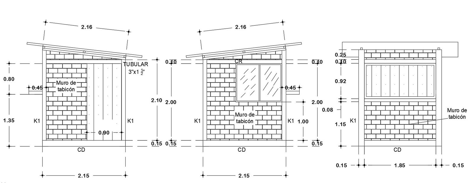 2x2m brick work wall plan is given in this Autocad drawing file. Download now.