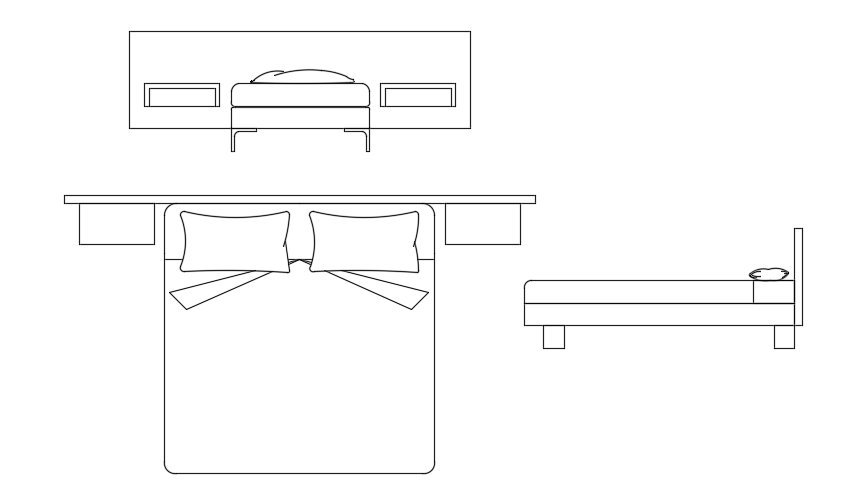 AutoCAD 2x2 Meter Double Bed Layout CAD Drawing File