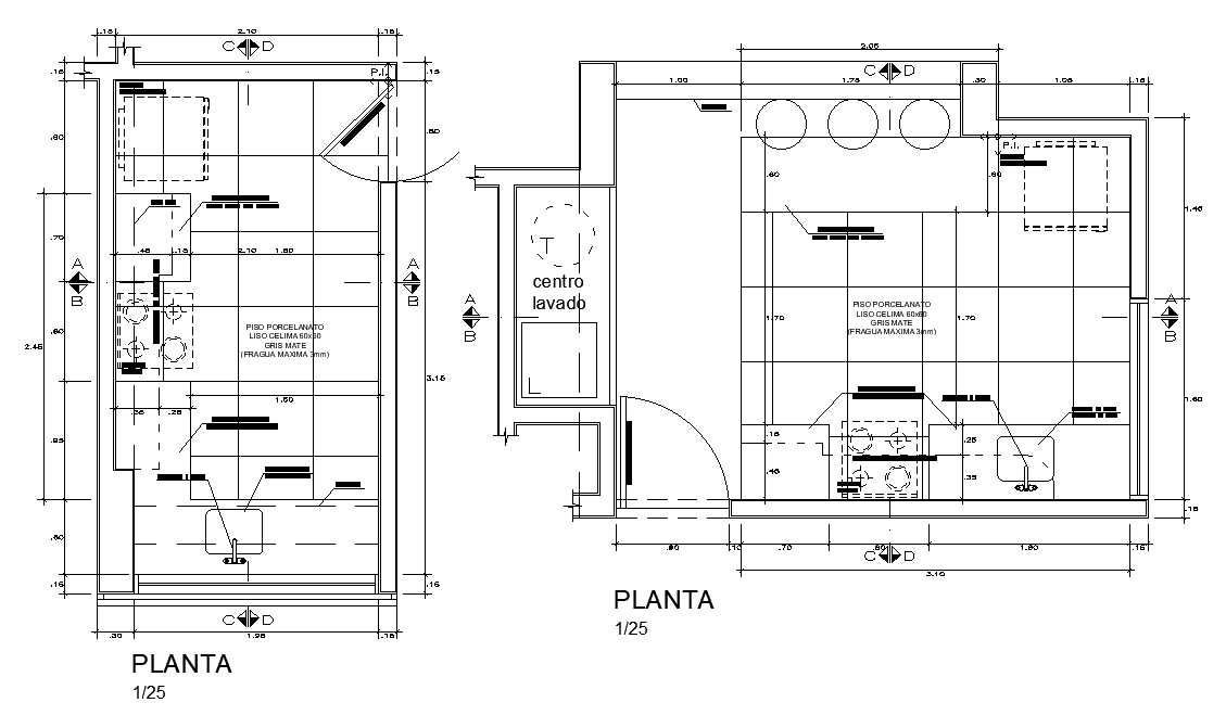 2x4.3m kitchen plan is given in this AutoCAD drawing model. Download now.