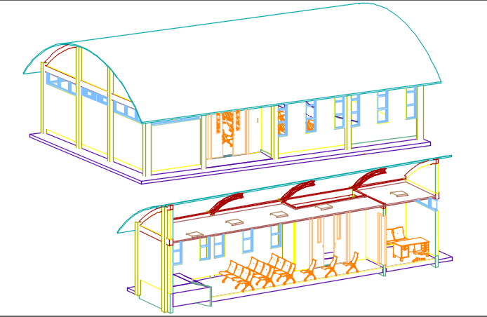 3D Commercial Salon Elevation design in DWG File with Design Plan