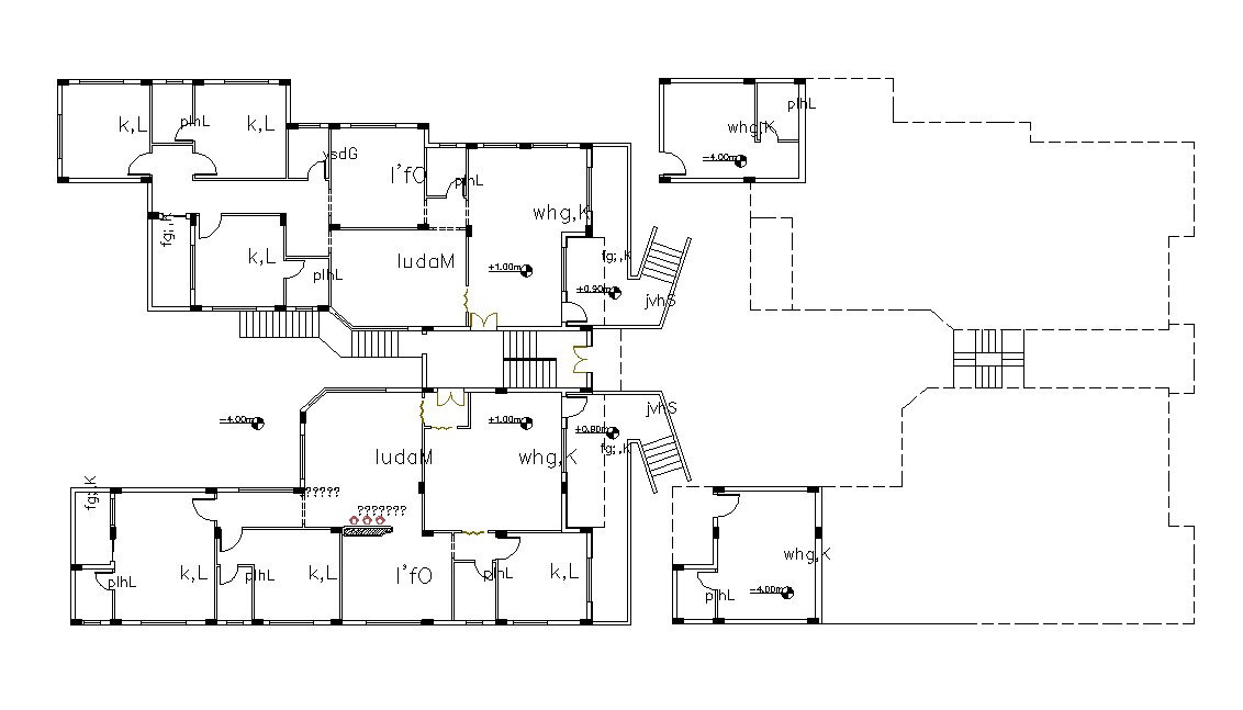 3 BHK Apartment Floor Plan Design AutoCAD Drawing
