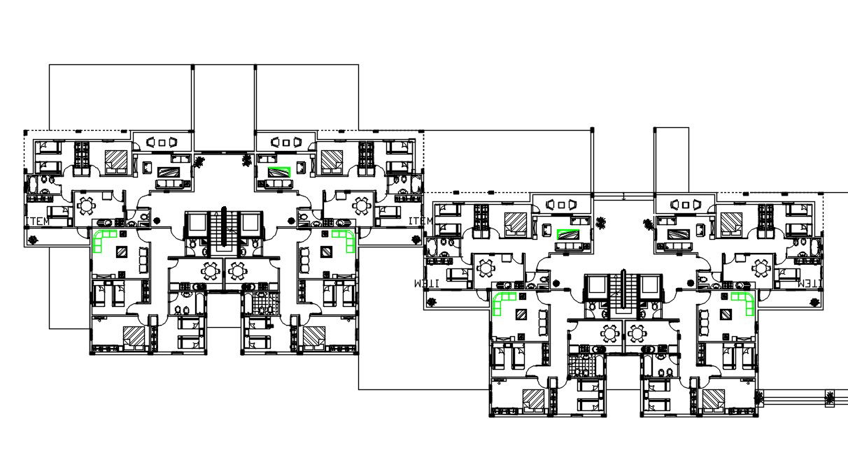3 BHK Apartment Plan AutoCAD File