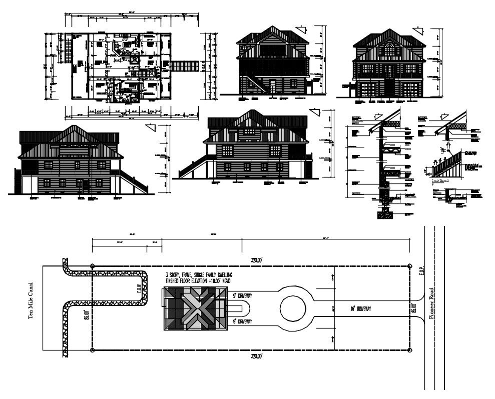 3 BHK Attic House Project AutoCAD File