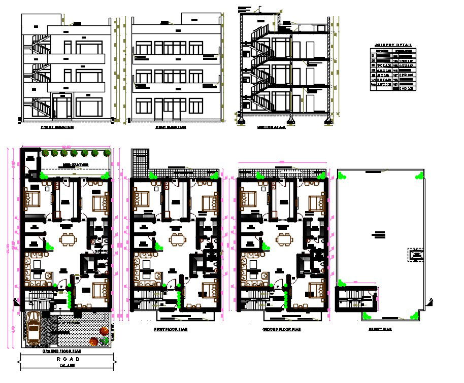 3 BHK Floor Plan Drawing DWG File