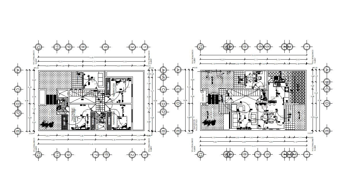 3 BHK Home Wiring Plan Architecture CAD Drawing