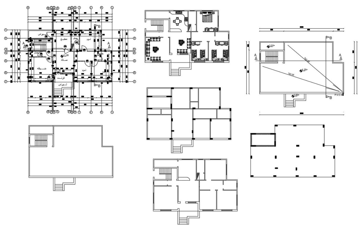 3 BHK House Construction Working Plan CAD Drawing