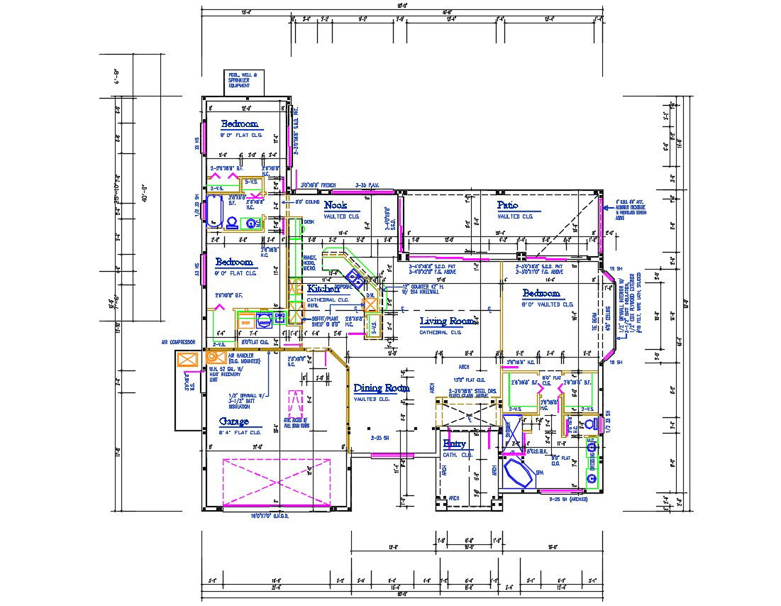 3 BHK House Layout Plan AutoCAD File