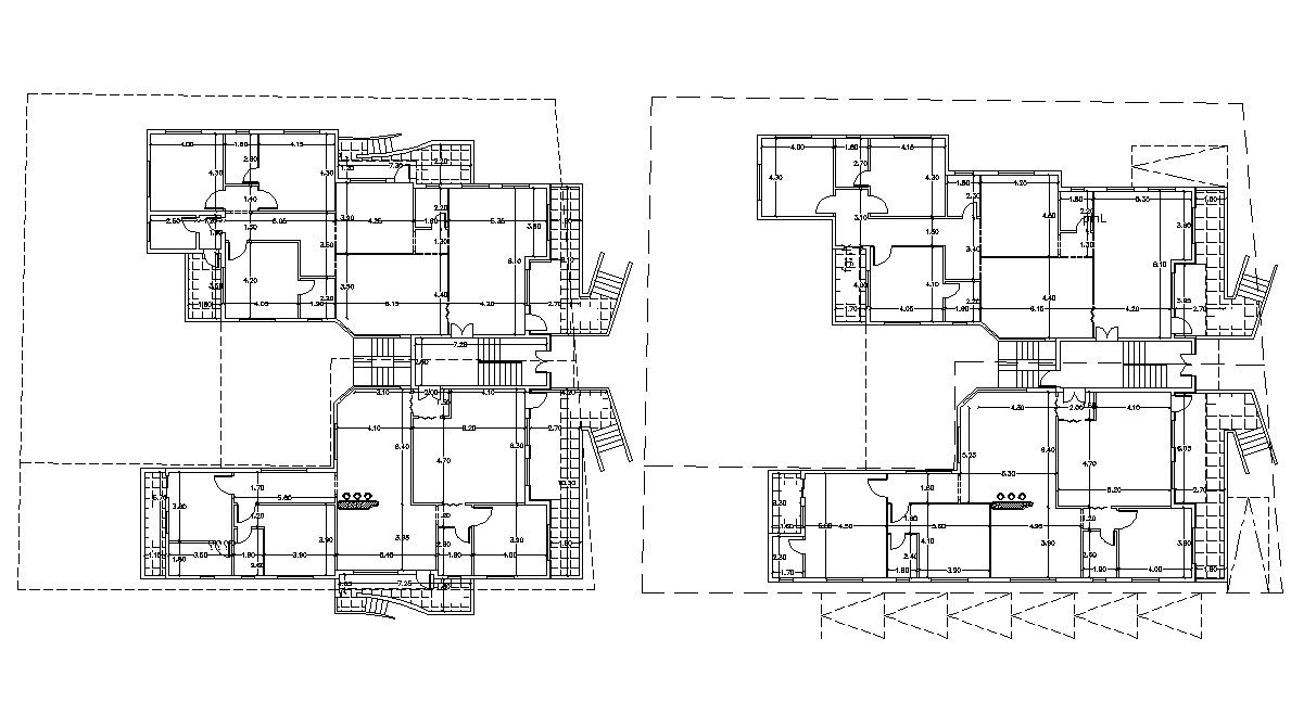 3 BHK Typical Apartment Floor Layout Plan DWG File