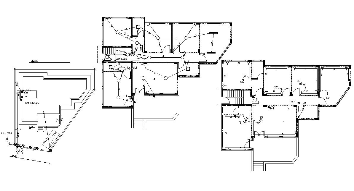 3 Bedroom House Floor Plan With Electrical Layout Plan DWG