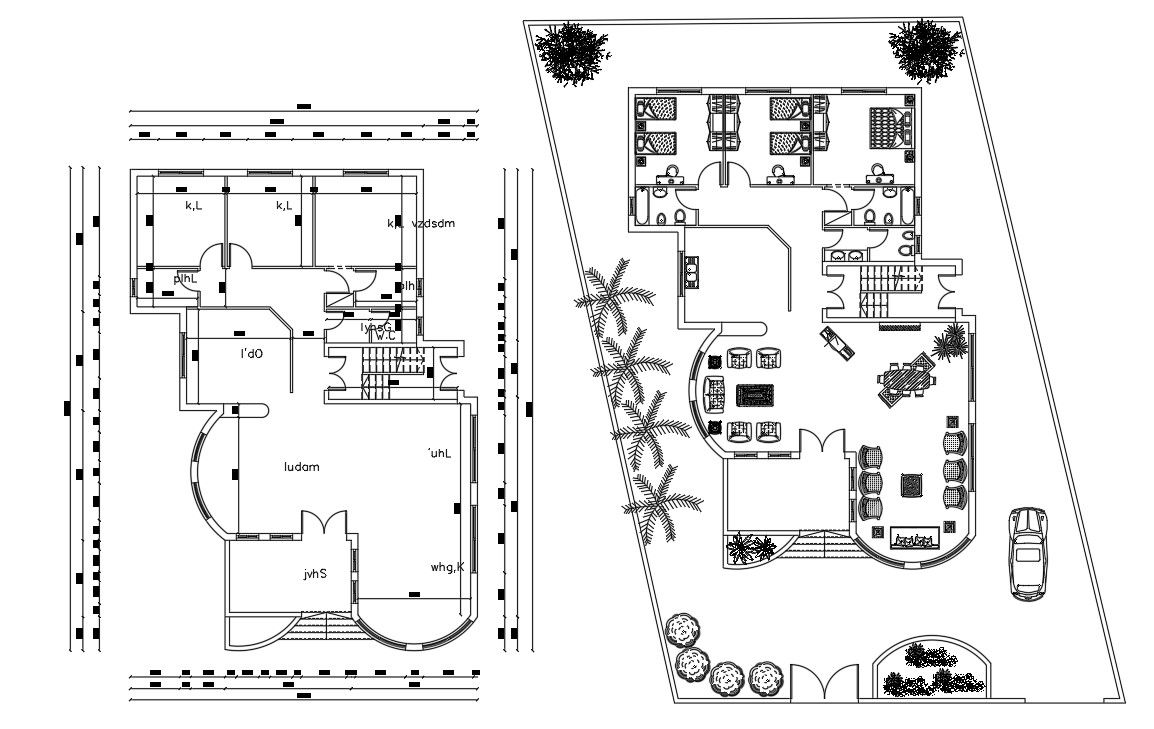 3 Bedroom House Furniture Plan AutoCAD Drawing DWG
