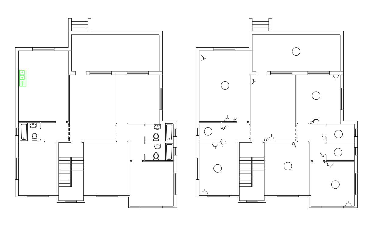 3 Bedroom House Plan Design CAD Drawing