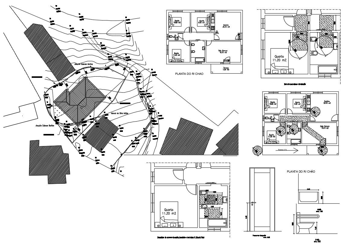3 Bedroom House Plan With Site Plan CAD Drawing