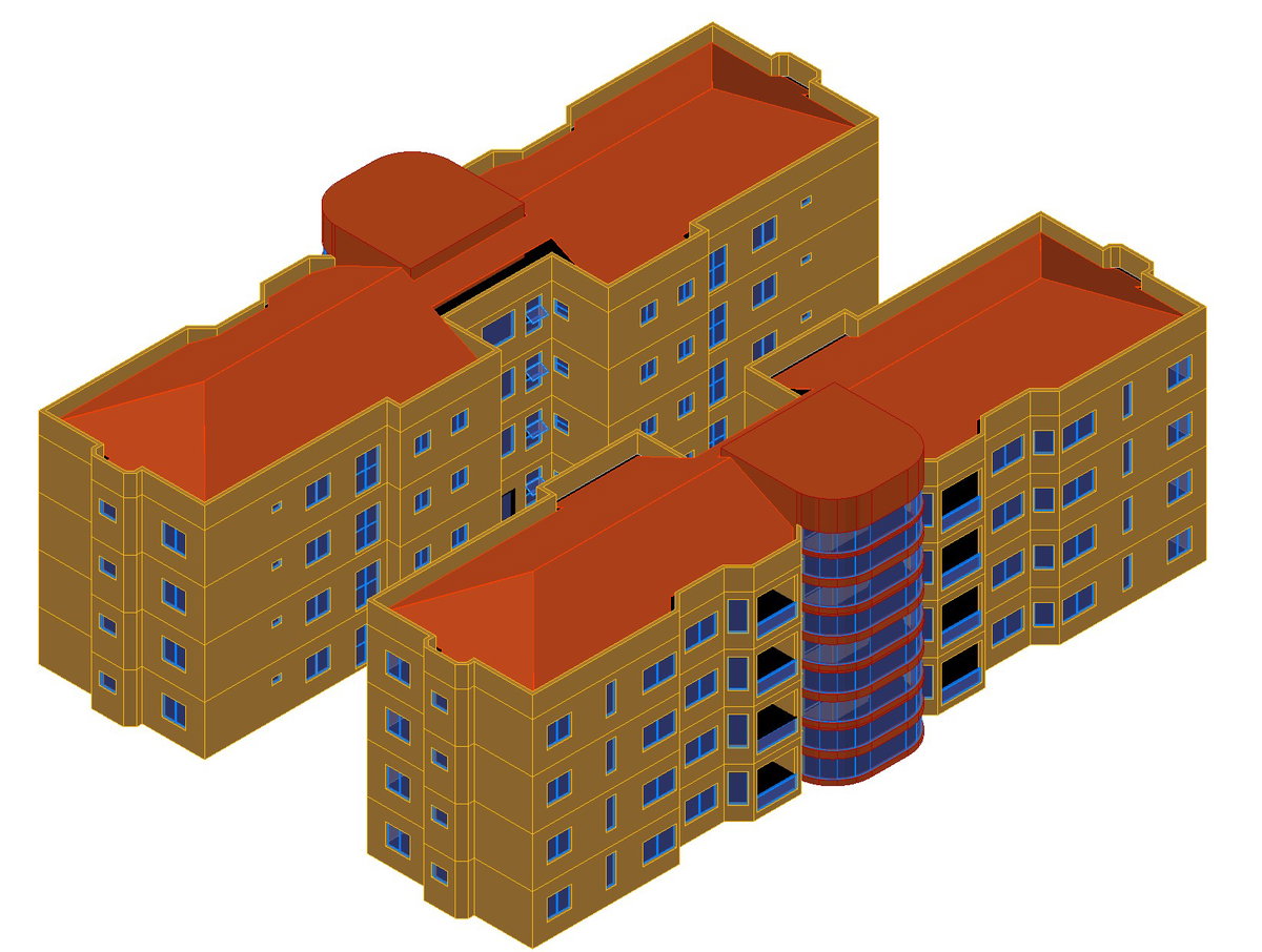 3 D Apart three bedrooms dwg file