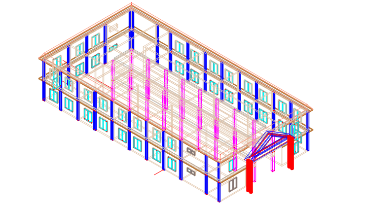 3 D School elevation detail dwg file