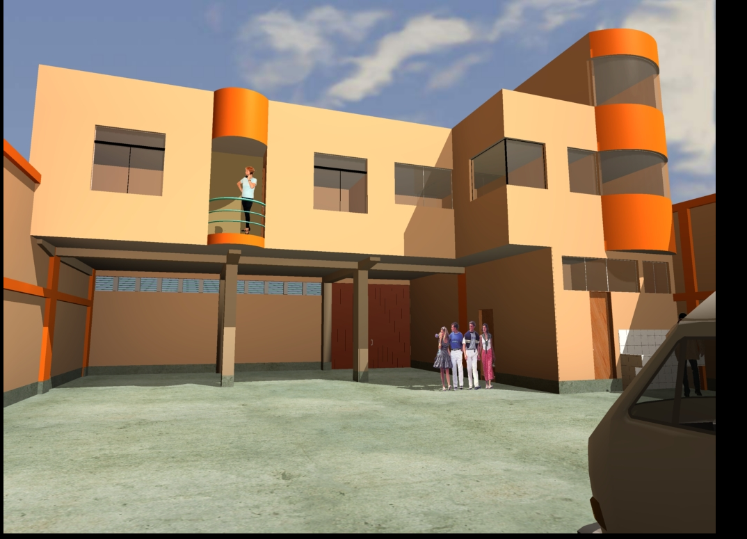 3 D commercial building front elevation plan detail dwg file