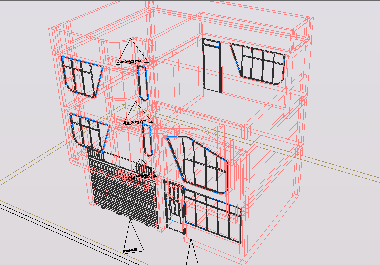 3 D duplex house plan detail dwg file