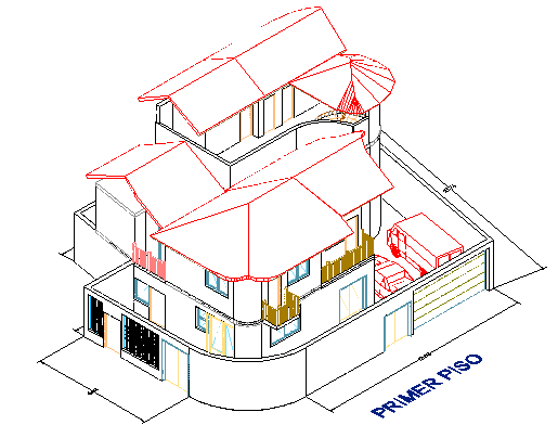 3 D duplex house plan detail dwg file