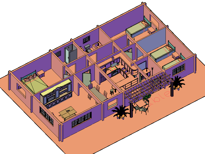 3 D house planning detail autocad file