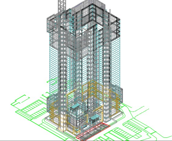 3 D office building plan detail dwg file