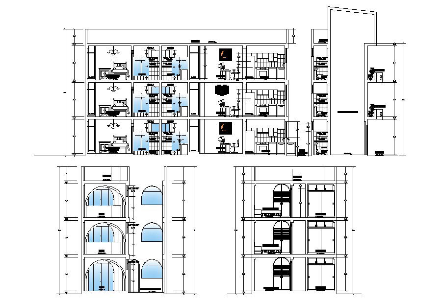 3 Story Apartment Plan DWG File