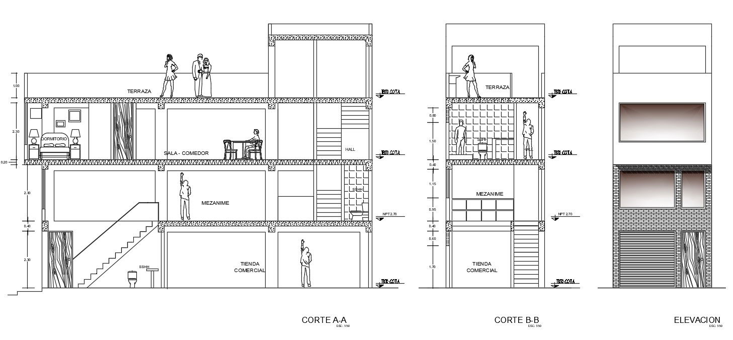 3 Story House Building DWG File