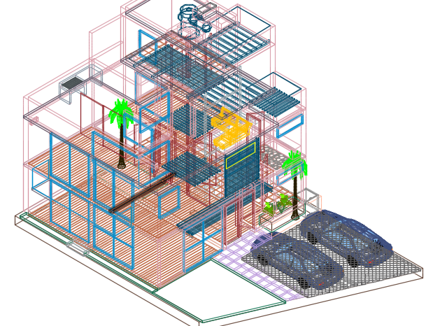 3 d residential house plan detail dwg file