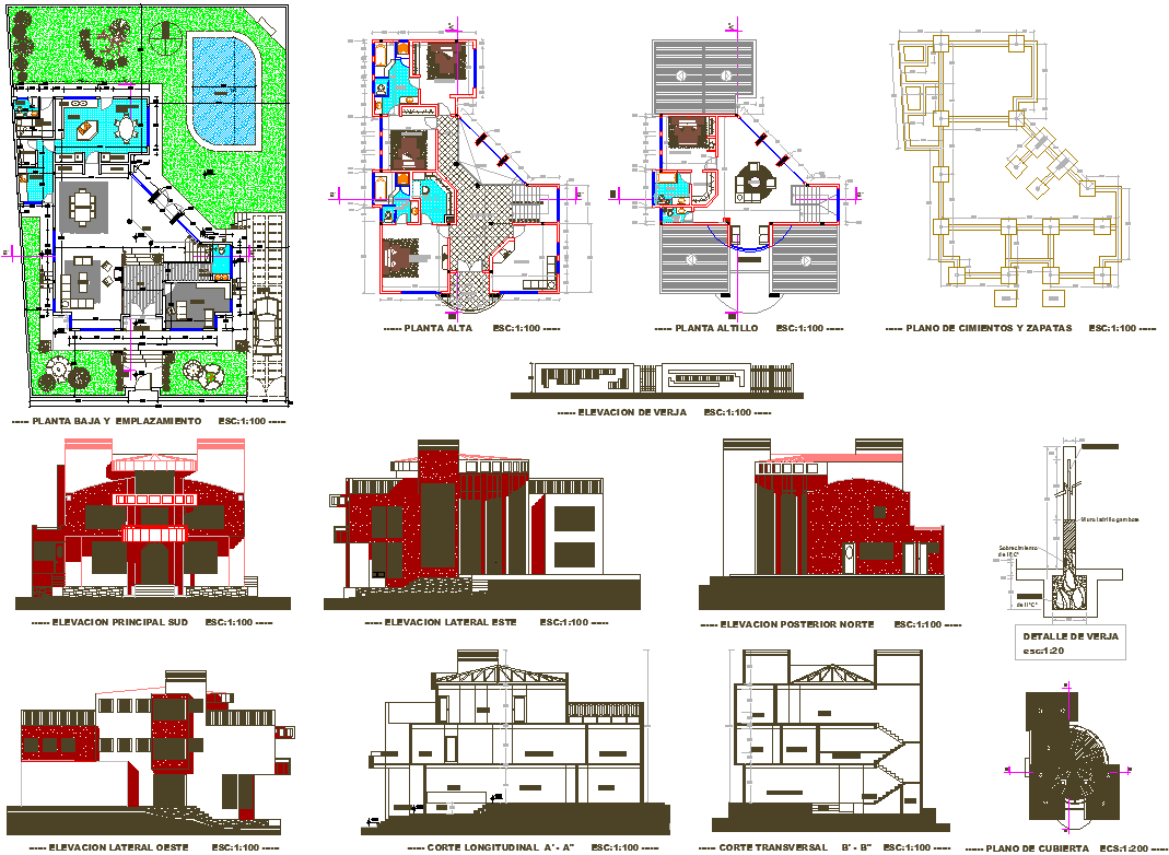 3 floor Villa project with all detailing dwg file