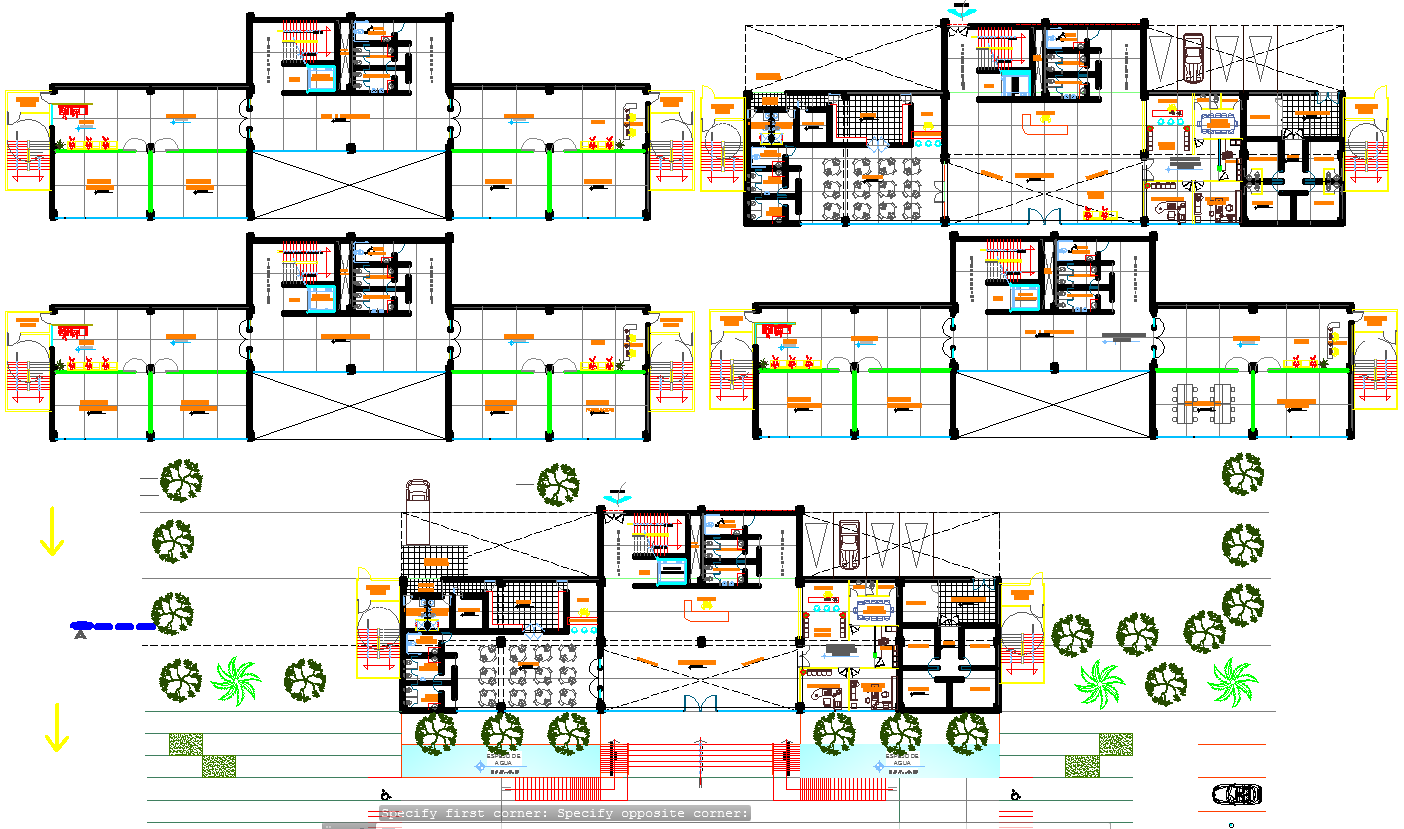3 floor police stations architecture plan 